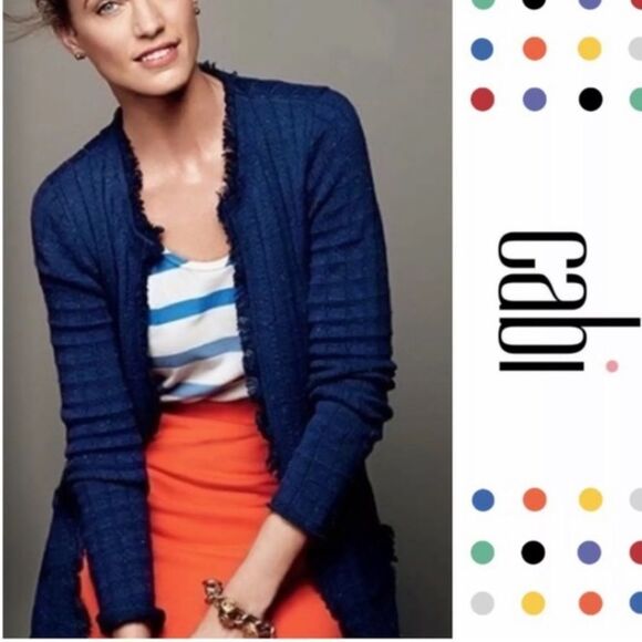 Cabi #181 Blue Confetti Duchess Cardigan Size S - Picture 1 of 8